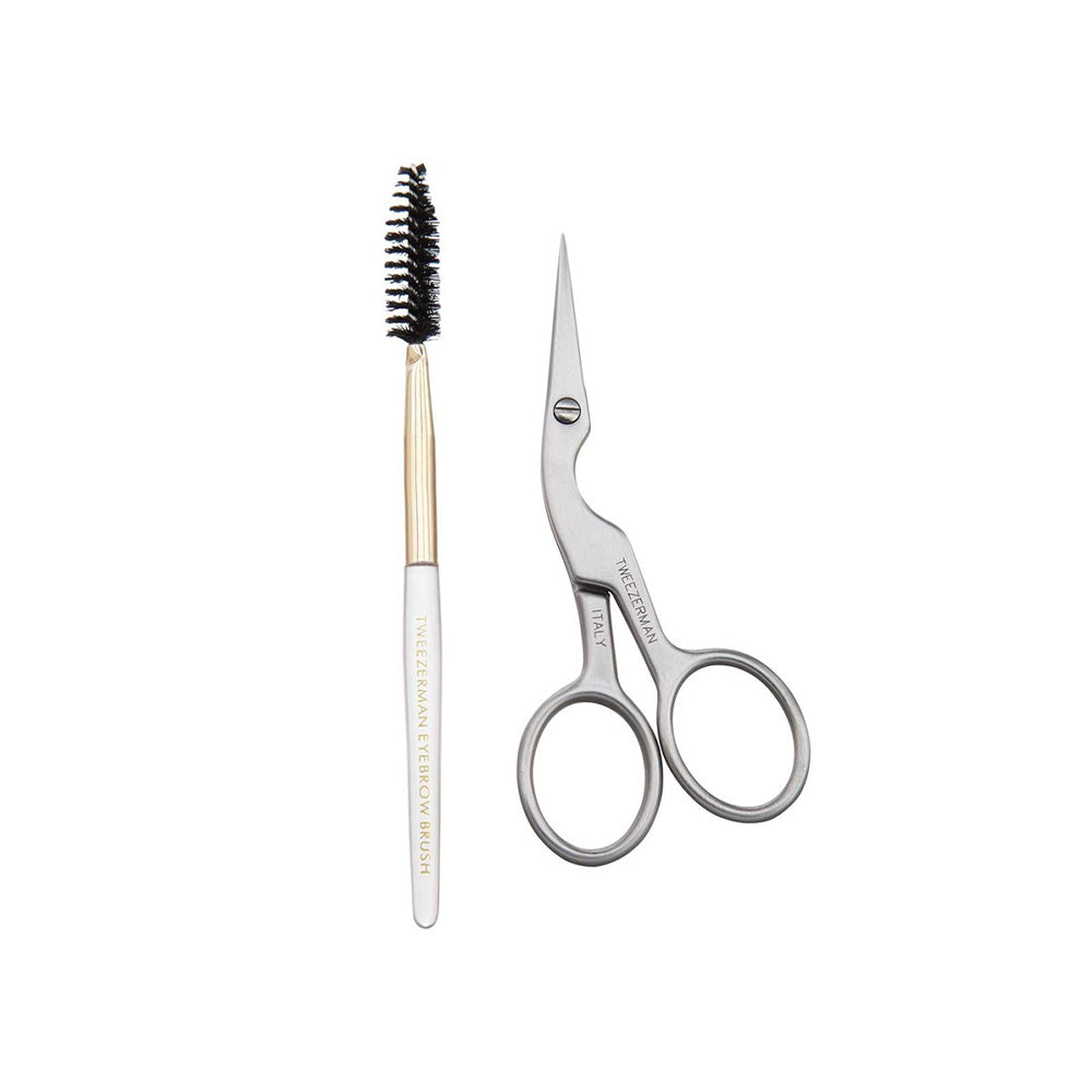 Stainless Steel Brow Shaping Scissors & Brush